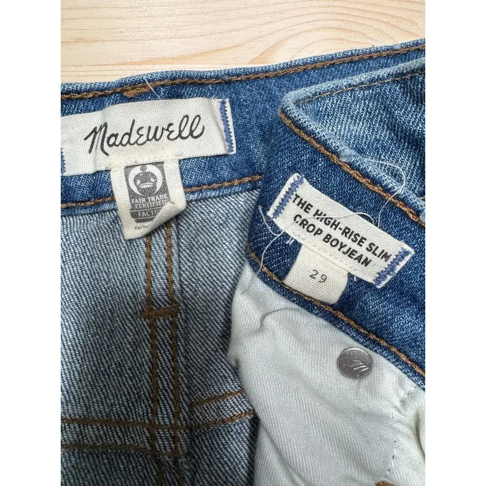 Madewell The High-Rise Slim Crop Boyjean Womens 29 Blue Denim